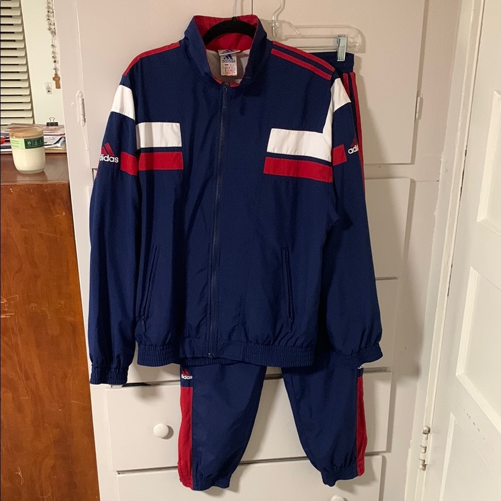 Adidas Blue and Red Tracksuit